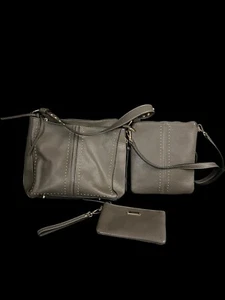 Montana West grau verdeckte Tragetasche Handtasche 3 Stück Crossbody & Clutch Brads Fuß - Bild 1 von 13