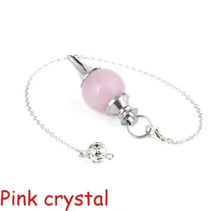 Cuentas de bola de cuarzo rosa piedra energía cristal sanación colgante péndulos    - Imagen 1 de 3