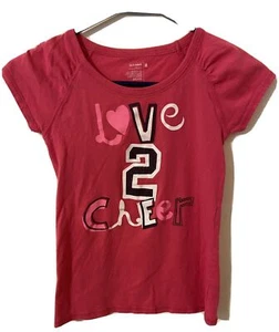 Old Navy  T shirt Girls Medium Love to Cheer Hot pink Cap Sleeve Round Neck - Picture 1 of 4