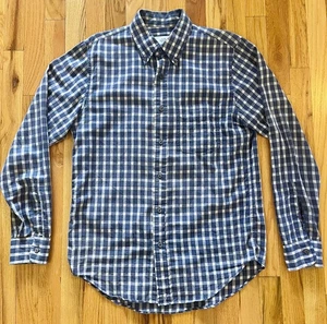 Jack Spade Men’s 100% Cotton Button Shirt Navy Blue/Khaki Gingham Check • Medium - Picture 1 of 5