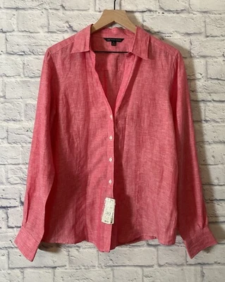 Camisa para mujer Brooks Brothers 346 100 % lino manga larga coral talla 10 nueva con etiquetas Foto 1 de 4