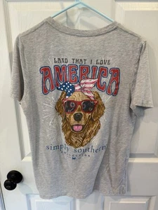 Camiseta Simply Southern L Mujer Gris Land That I Love Manga Corta - Imagen 1 de 4