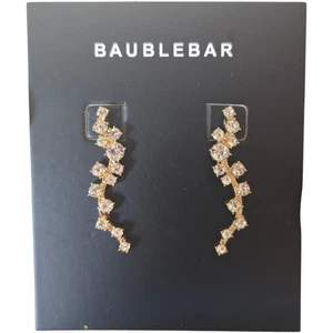 Baublebar Farah Ear Crawlers Earrings Gold Tone Pierced Twisted Crystal NEW - Picture 1 of 4