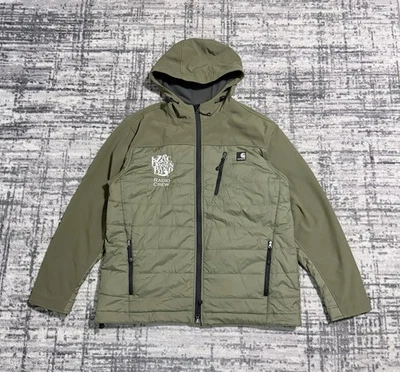 Carhartt Hybrid Soft Shell Jacket Puffer Hooded Full Zip Army Green Men’s Size L - Image 1 of 4