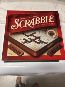 Vintage SCRABBLE Deluxe Turntable Wood Tiles Complete Parker Brothers 1999 Game - Picture 1 of 13
