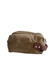 Blue Claw Co. Waxed Canvas And Brown Leather Toiletry Travel Dopp Bathroom Bag - Picture 1 of 8
