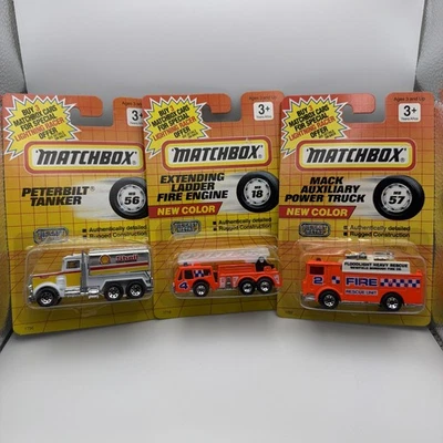 Lot 3 Matchbox Toys, Shell Peterbilt, Mack Truck, Ladder Fire Engine. NIB - Image 1 of 4