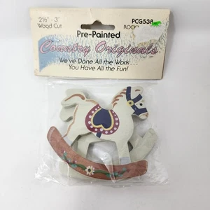 Vtg 90s Country Originals Wood Cut Crafting 2 Pre-Painted 2.75" Rocking Horses - Picture 1 of 8