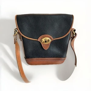 Vintage Dooney and & Bourke Leder Kavallerie Zuschauer Umhängetasche schwarz braun - Bild 1 von 24