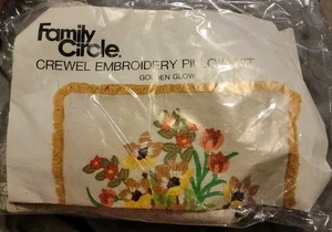 Familie Kreis Stickerei Crewel Kit Floral Vintage Golden Glow  - Bild 1 von 3