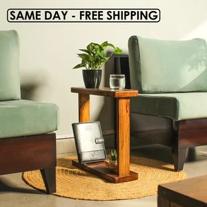 Handcrafted Solid Wood Side Table - Picture 1 of 7