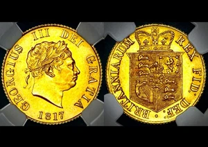1817 George III Great Britain London Mint Gold Half Sovereign 1/2Sov NGC MS62 - Picture 1 of 5