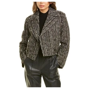 NEW Theory Sargent Double-Breasted Jacket Black Multi Clipped Tweed Raw Edge 6 - Picture 1 of 10