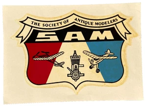 Calcomanía de colección SAM The Society antiguos modeladores RC modelo avión avión 4,5x3,25 - Imagen 1 de 12