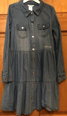 Vestido Bebe Denim Chambre en capas talla 8 10 para niñas con acento de estrás Foto 1 de 4