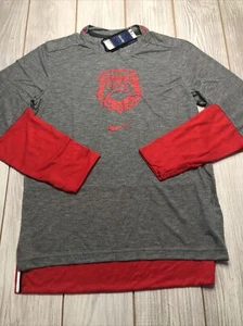 New Nike Mens Georgia Bulldogs Long sleeve Shirt Size Large Gray Red - Picture 1 of 5