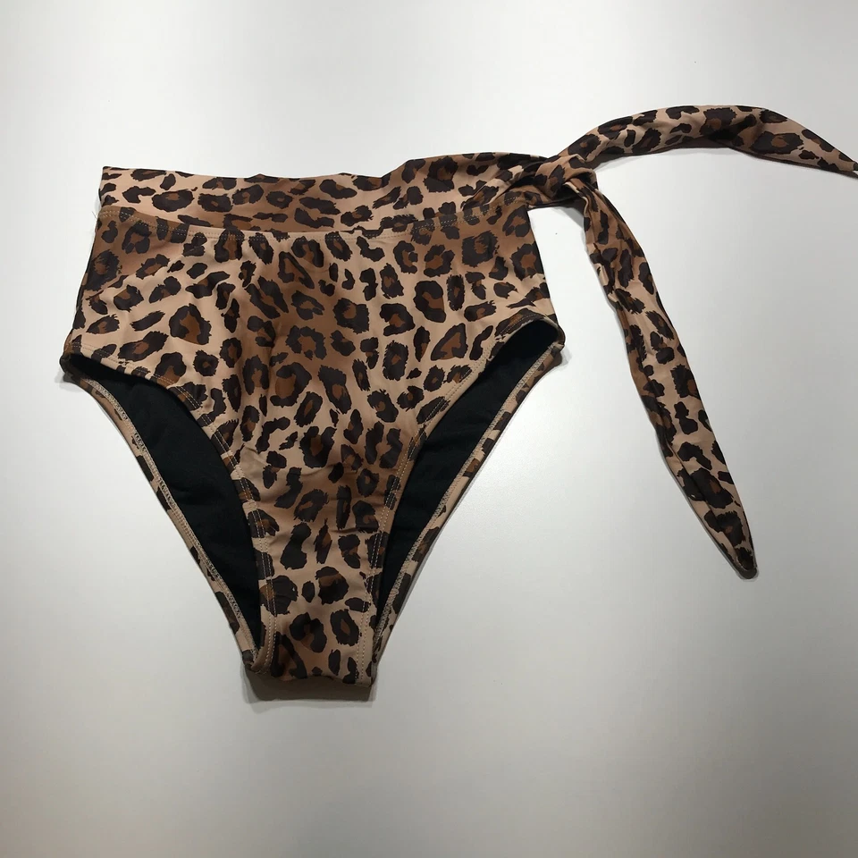Parte inferior de bikini para mujer talla mediana estampado animal corbata nudo frontal cintura alta NUEVO Foto 1 de 4