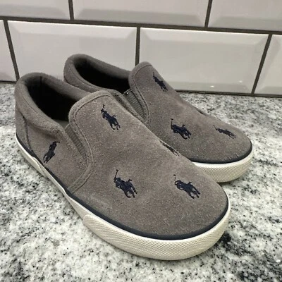 Zapatilla deportiva sin cordones Ralph Lauren Bal Harbour Repeat, GRIS/AZUL MARINO, niño pequeño 10/26,5 barco Foto 1 de 4
