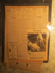 Mounted Body of Phar Lap Return to Australia Horse Racing 1932 Newspaper - Picture 1 of 1