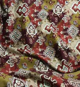 Mustard & Brick Medallions - Cotton Home Dec Velvet Fabric - Picture 1 of 2
