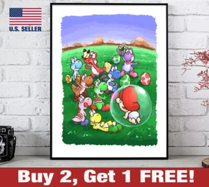Yoshi's Island Poster 18" x 24" Print SNES Super Nintendo Baby Mario Wall Art - Picture 1 of 3