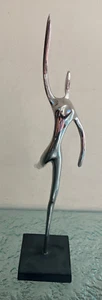 Figurine Ornament Chrome Plated Female Dancer Exerciser Ballet 33cm Tall - Picture 1 of 9