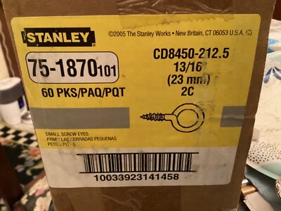 720 Acero Pequeño Tornillo Percha Stanley 13/16 Gancho Ojo 13/16 20 MM 75-1870 Zinc Foto 1 de 4