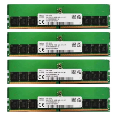New Hynix 128GB (4X32GB) DDR5 4800MHz PC5-38400 UDIMM Memory Ram HMCG88MEBUA081N - Image 1 of 4