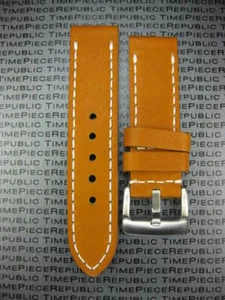 New 22 mm BIG Soft COW Leather Strap Amber Brown Watch Band for PANERAI White P - Picture 1 of 9