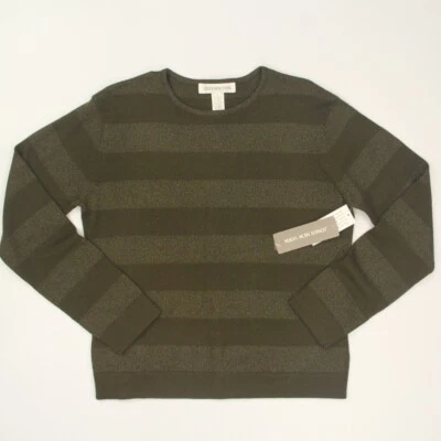 Jones New York Merino Wool Blend Sweater Women's Large Bronze Striped NOS VTG HK - Image 1 of 4