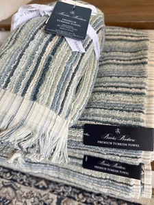 Brooks Brothers Premium Turkish Blue Aqua Bath Hand Towels S/4 New ~ - Picture 1 of 4