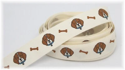 Ribbon Puppy Dog & Bone Cotton Cream Trim 16 mm x 3m Sewing Notion - Image 1 of 4