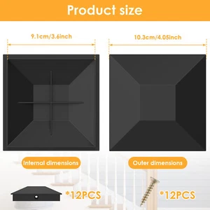 12Pcs Post Caps Sturdy Plastic Post Covers Black Fence Post Caps BrhDy - Picture 1 of 11