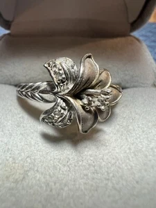 Sterling Silver 925 - CC Chuck Clemency Flower Ring Sz 9.75 #8872 - Picture 1 of 7