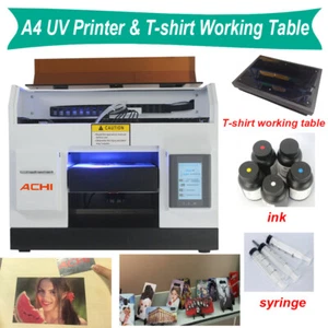 A4 UV Printer 6 Color for Phone case Metal glass Flat & T-shirt Working  Table - Picture 1 of 9