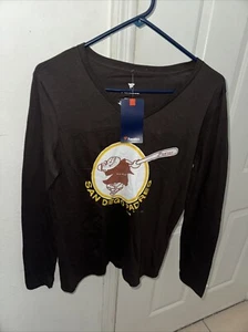 San Diego Padres Women's Size Medium Long Sleeve V-Neck T-Shirt - Picture 1 of 5