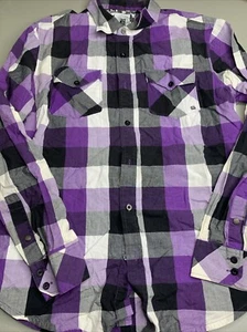 CURRENT MEN'S SHIRT PURPLE PLAID | SIZE MEDIUM | COTTON BUTTON UP LONG SLEEVE - Picture 1 of 7