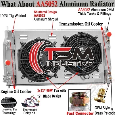Ventilador de cubierta de radiador de 3 filas para Chrysler 300M Concorde Dodge Intrepid 1998-2004 Foto 1 de 4