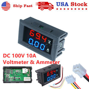 Mini DC 100V 10A Dual Digital Voltmeter Ammeter LED Panel Amp Volt Meter Gauge