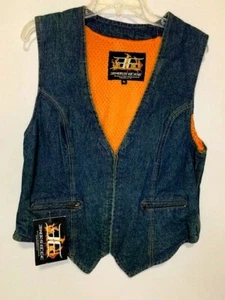 Chaleco de motociclista de mezclilla para mujer Bikers Edge vintage XLarge nuevo con etiquetas cremallera - Imagen 1 de 4