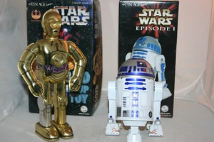 JAPAN OSAKA TIN TOYS RARE R2D2 & C3PO SET STAR WARS JAPAN 1997 WIND UP - Picture 1 of 9