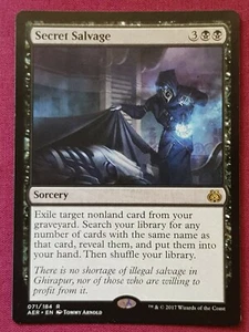 Magic The Gathering AETHER REVOLT SECRET SALVAGE black card MTG - Picture 1 of 2