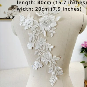 Aplique de encaje un par de parches de recorte costura material para vestido de boda velo hágalo usted mismo - Imagen 1 de 11