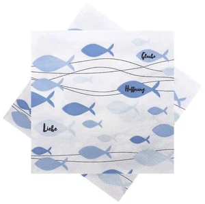 Servietten Fisch Blau Glaube Liebe Hoffnung Tischdeko 20 Stück - Bild 1 von 1