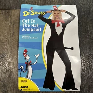 SPIRIT ADULT Dr. Suess Large Costume Suit One-Piece Cat-in-the-Hat No Headband - Picture 1 of 7