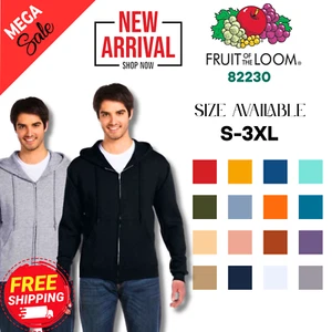 Fruit Of The Loom 82230 Unisex Long Sleeve Supercotton Zip Hooded Fit Sweatshirt - Picture 1 of 4