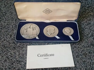 John Pinches The Investiture Of Prince Charles 1969 3 Britannia Silver Medal Set - Bild 1 von 10