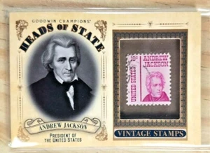 Tarjeta reliquia sello jefes de estado Andrew Jackson Goodwin Champions 2020 cubierta superior - Imagen 1 de 2