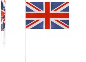 12 Union Jack Hand Waving Fabric Flag Royal Street Celebration Large 30x45cm - Picture 1 of 6