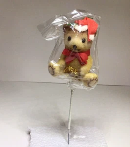 Oso de peluche flocado sentado Navidad selección floral 6 7/8 pulgadas sin usar de colección - Imagen 1 de 18